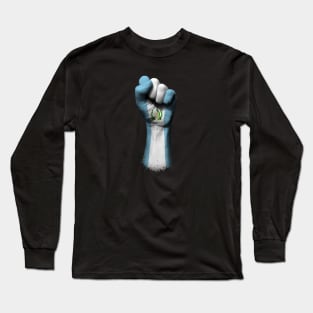 Flag of Guatemala on a Raised Clenched Fist Long Sleeve T-Shirt